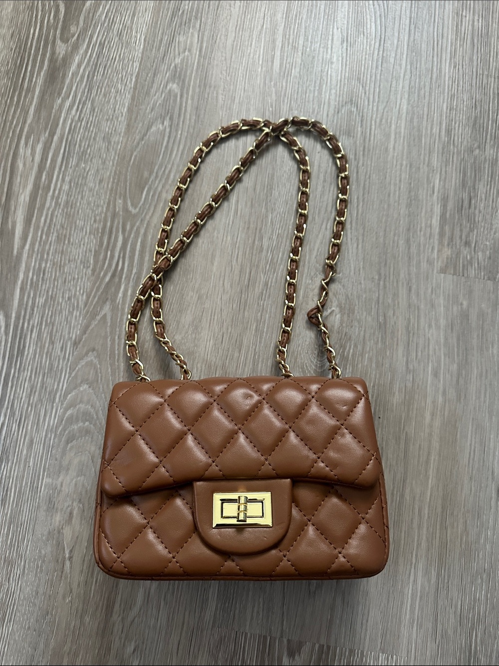 Brown Quilted Leather Bag